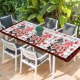 thumbnail image 2 of Red Valentine's Day Table Cloths for 8 Foot Rectangle Tables, Love Heart Gnomes Grey Plaid Patio Waterproof Elastic Fitted Tablecloths, Washable Rectangular Table Cover for Camping, 2 of 8