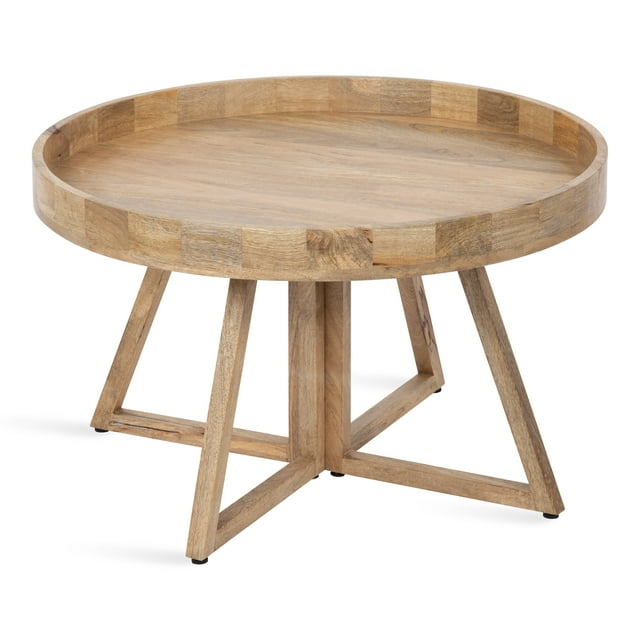 Kate and Laurel Avery Table Basse Ronde, 30 x 30 x 18, Bois Naturel, Table Basse Décorative Mi-Siècle Moderne pour Rangement et Présentation