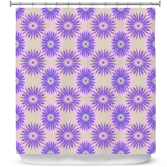 Shower Curtains 70" x 73" from DiaNoche Designs by Pam Amos - Spikey Flower Pattern Purple