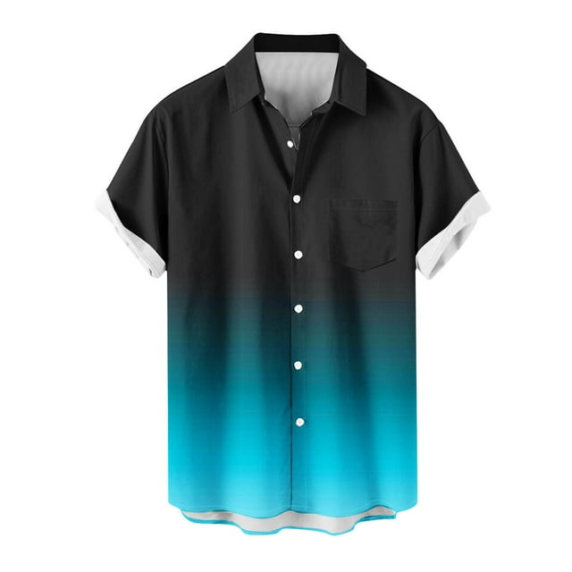 fatyb Button down Shirts for Men Short Sleeve Lightweight Beach Shirts Summer Gradient Collar Blouses
