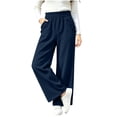 thumbnail image 5 of Women High Waist Paper Bag Waist Corduroy Wide Leg Trousers Elegant Ruffle Trim Straight-Leg Pants Vertical Rib Casual Pants Fall Outfits, 5 of 9