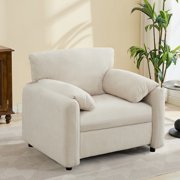 Oversized Armchair, Modern Wide Accent Chairs for Living Room & Bedroom, Upholstered Mid-Century Single Sofa Chair for Living Room, Beige