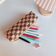 thumbnail image 6 of Pencil Pouch Knit Retro Checkerboard Plaid Storage Bag Holds 40 Pens and Markers for Office Desk Artist Travel Makeup Brush Organizer 8.2 X 3.1 Inches, 6 of 6
