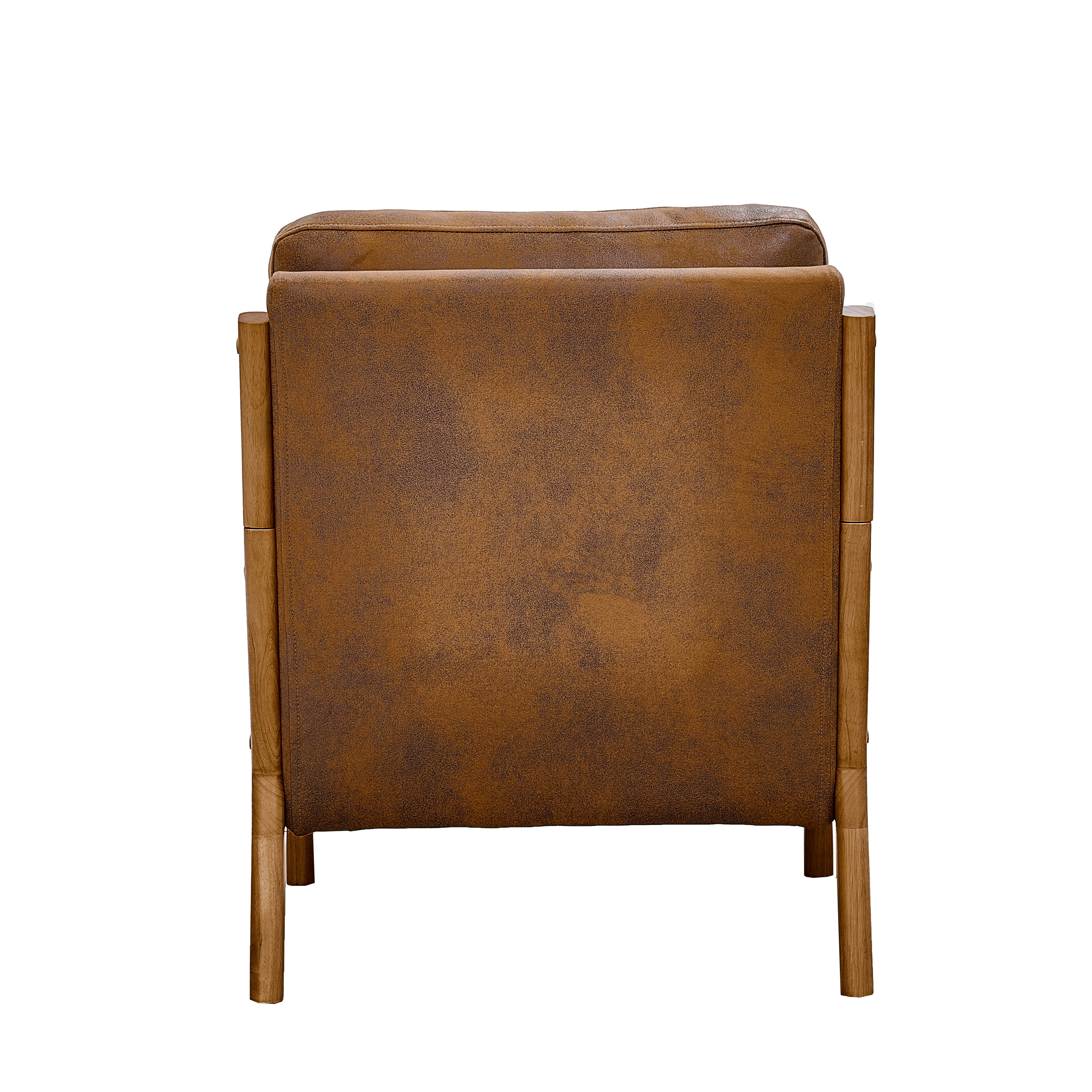 Foil Fabric Accent Chair with Solid Wood Frame, Modern Lounge Chair and Curved Armrest Reading Chair for Living Room Bedroom, Light Brown