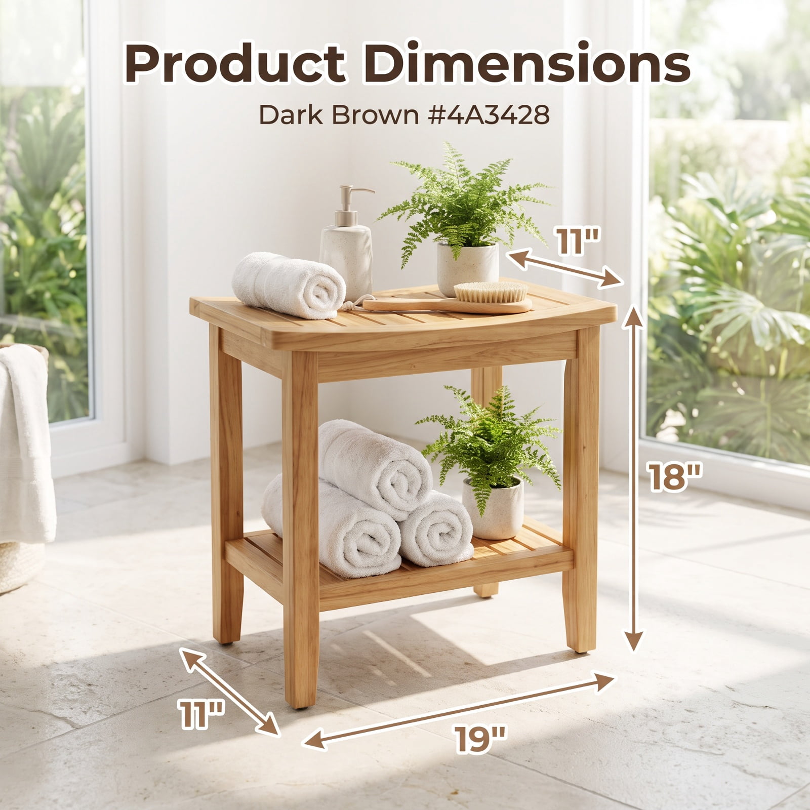 Furnibear 3 Tier Solid Wood Shoe Rack Bench with Slatted Shelves for Entryway Hallway and Living Room Shoe Storage Small Size, Natural