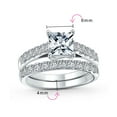 thumbnail image 4 of Bling Jewelry Womens Classic 3CT Cubic Zirconia CZ Princess Cut Solitaire Engagement Ring Set Pave Band Sterling Silver, 4 of 7