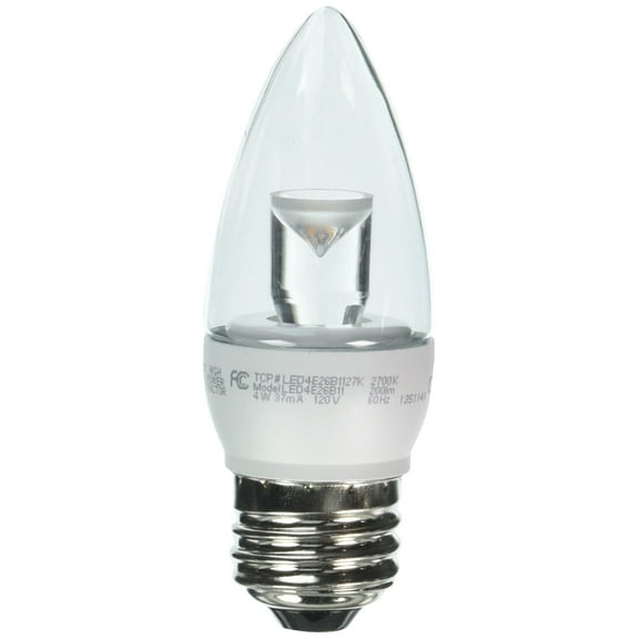 TCP LED4E26B1127K LED Torpedo - 25 Watt Equivalent (4w) Soft White (2700K) Medium Base Dimmable Decorative Light Bulb