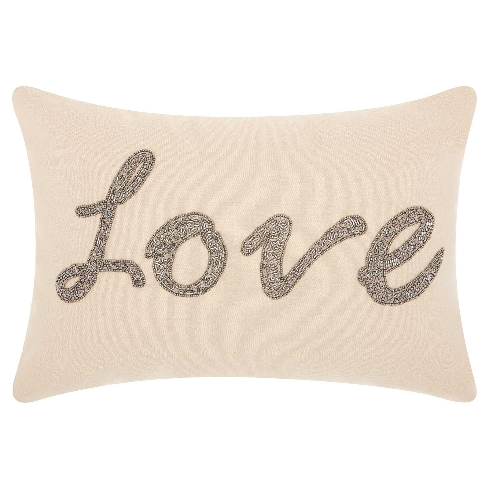 Nourison Luminecence Beaded "Love" Champagne Throw Pillow
