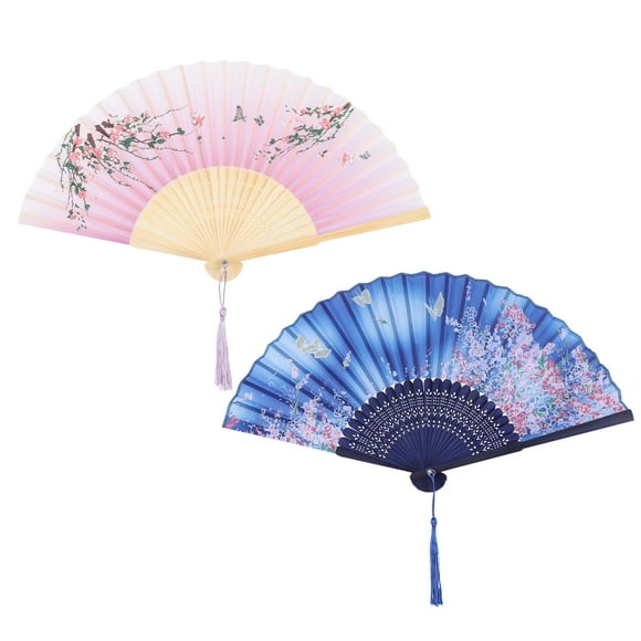 2pcs Retro Folding Fans Stage Performance Fans Dancing Fans Decorative Fans