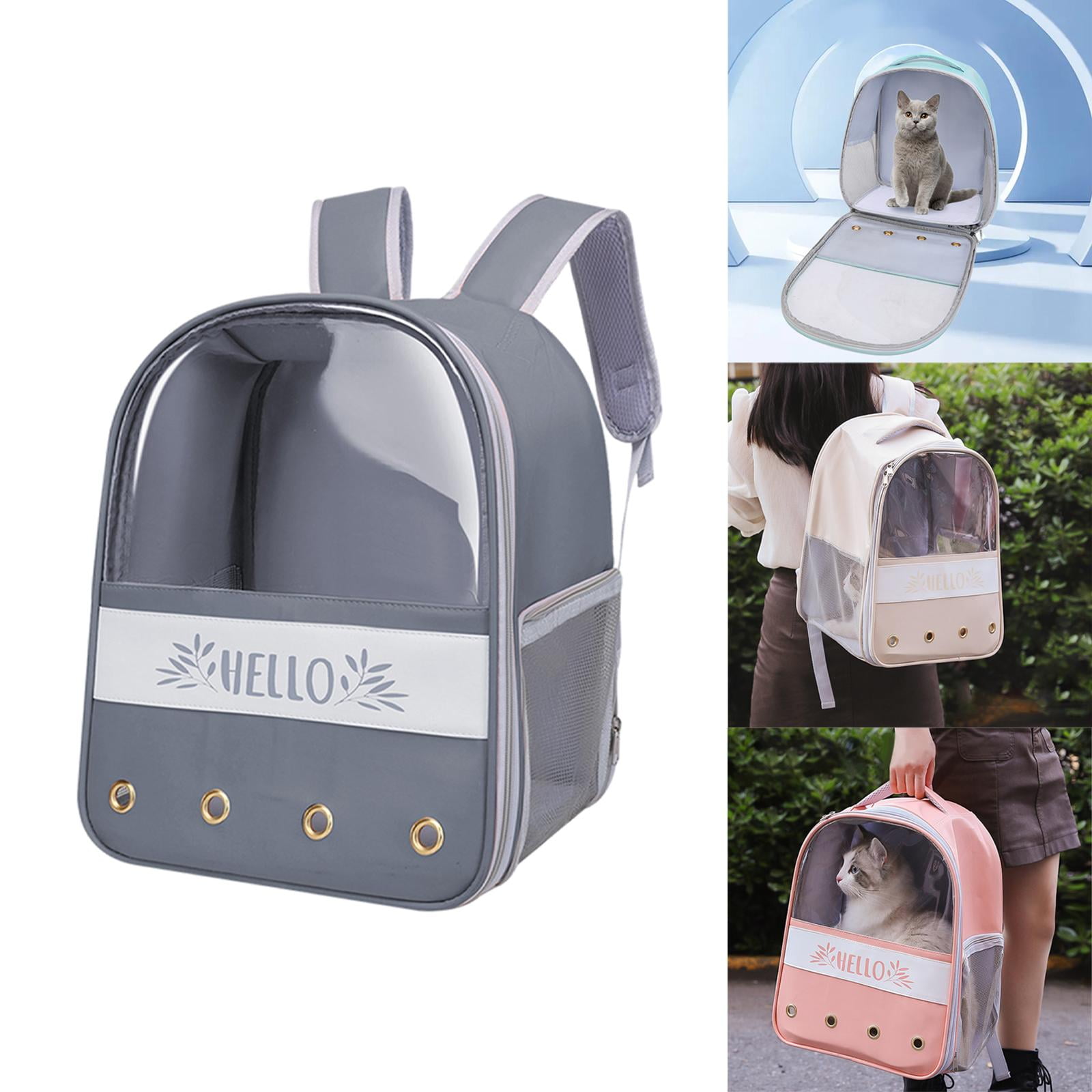 Bvdfgk Carrier Backpack Travel Bag dog Tote Handbag Cage Breathable Portable for Kitty C-Gray