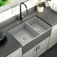 thumbnail image 2 of Houzer Platus 33 in Gray Fireclay Apron Front Farmhouse 60/40 Double Small Right Bowl Sink - PTD-6040 GR, 2 of 7