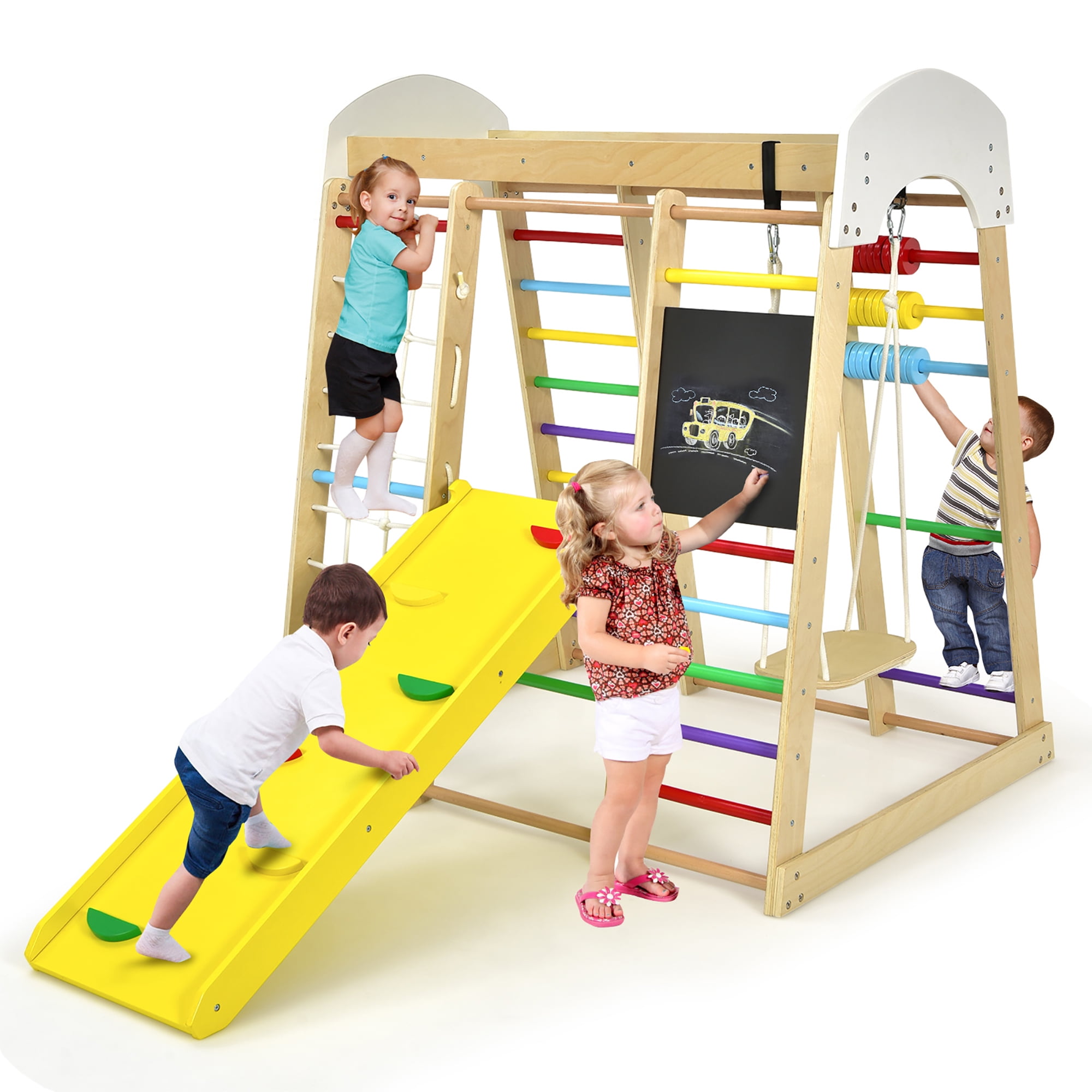 Indoor Backyard Play Set Toddler Ball Pit Fast Slide Kids Jungle Gym Climb Pen 