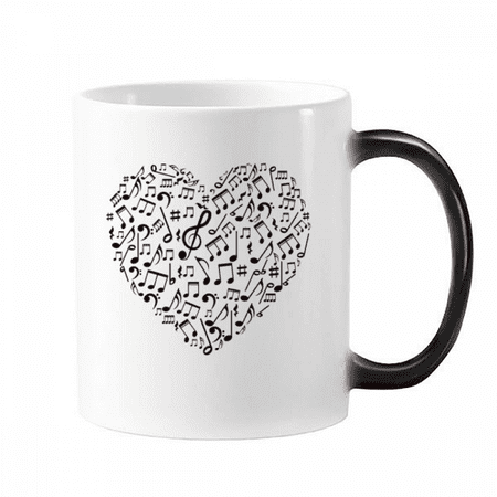 

Paper Texture Heart Music Notes Mug Changing Color Cup Morphing Heat Sensitive 12oz