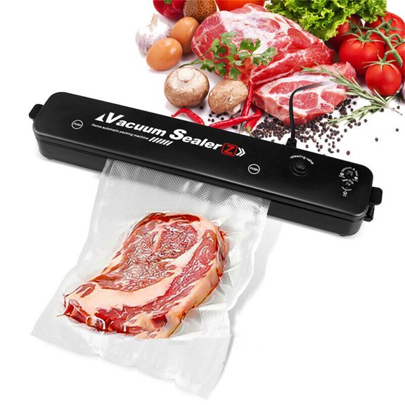 INFISU Automatic Mini Food Vacuum Sealer Machine with 60 Vacuum Sealer Bags, Electric Air Sealing Preserver System for Food Saver and Preservation, Easy to Clean, Compact Design, Black