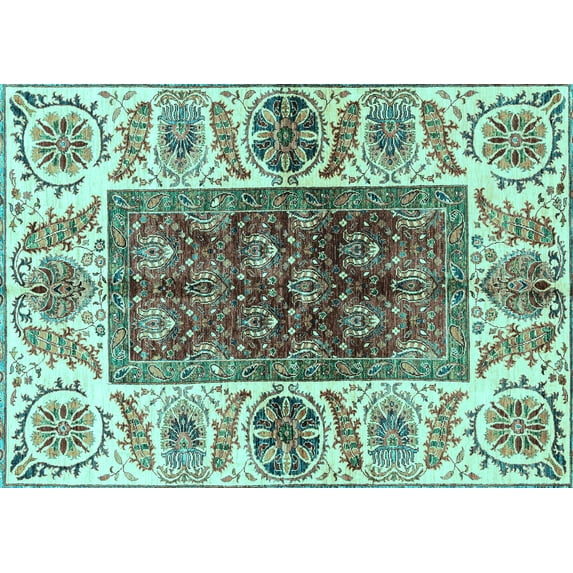 Ahgly Company Indoor Rectangle Abstract Light Blue Modern Area Rugs, 2' x 4'