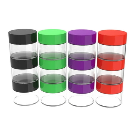 Stalwart 20ml Clear Storage Jars, Colored Lids,