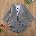 thumbnail image 5 of Seyurigaoka 3 Pcs Girl Shorts Suits, Long Sleeve Coat + Solid Color T-Shirt + Shorts Sets, 5 of 8