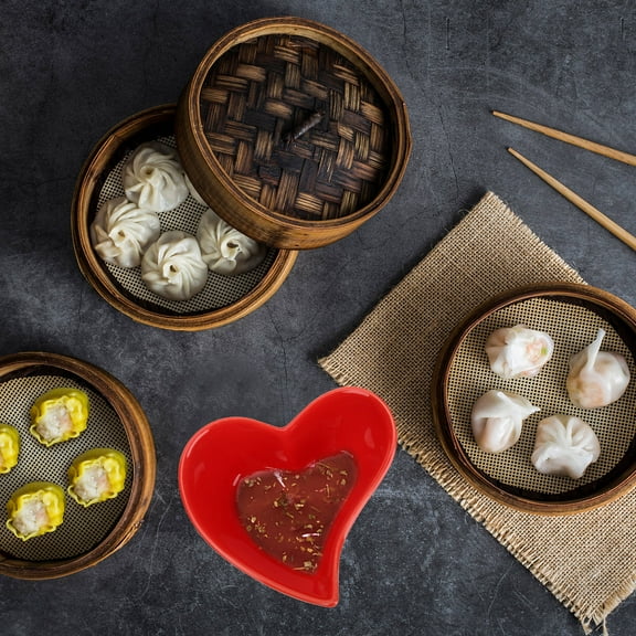 PAMINGONO Heart Appetizer Dish Ceramic Red 6Pcs