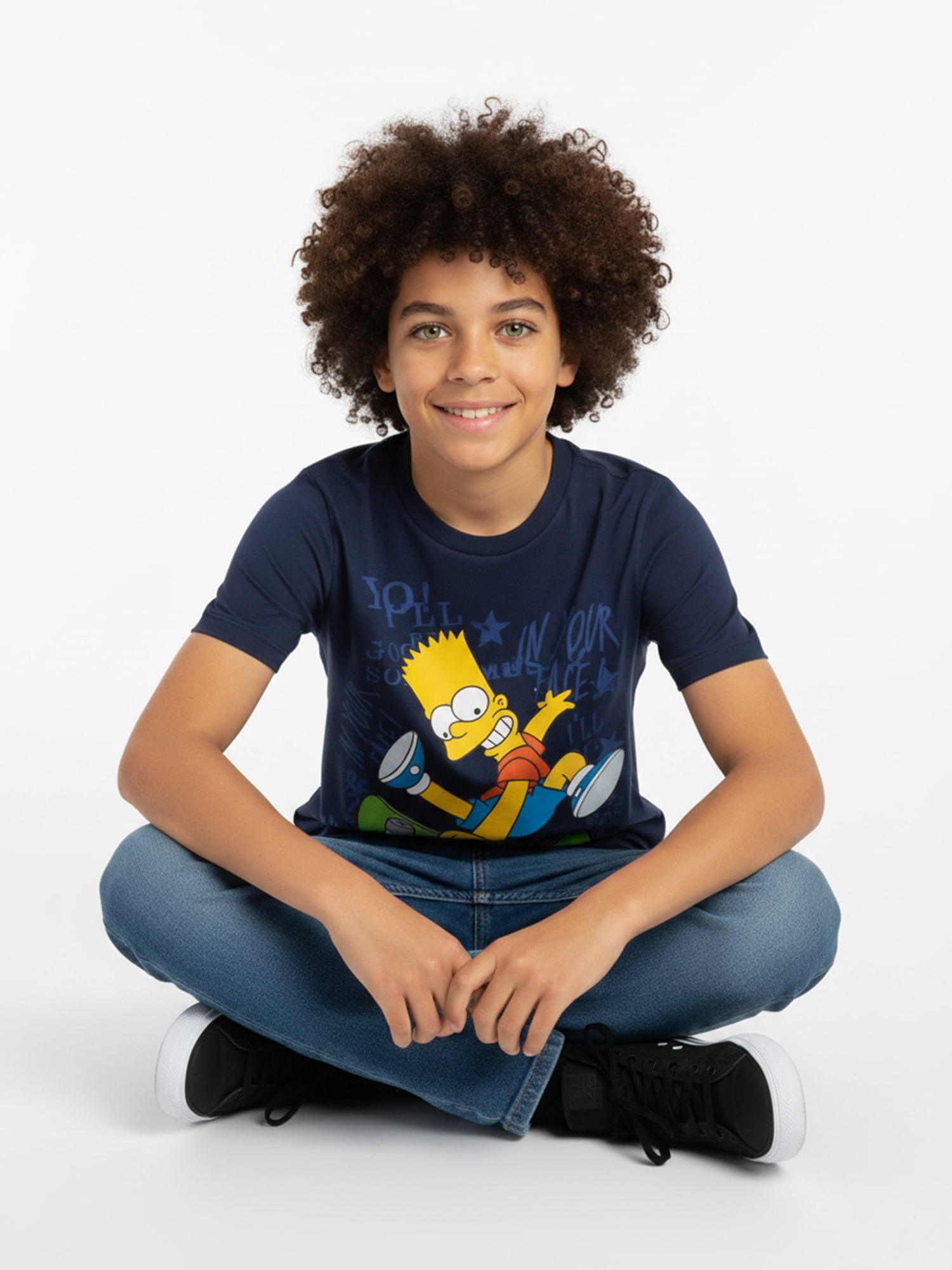 The Simpsons Boys' Graphic Tee with Short Sleeves, Kick Flip Swag, Sizes 4-18