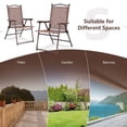 thumbnail image 4 of GVN Set of 2 Patio Folding Sling Back Camping Deck Chairs-Brown, Outdoor Furniture Chairs for Backyard, Porch, Garden, Poolside, 4 of 7