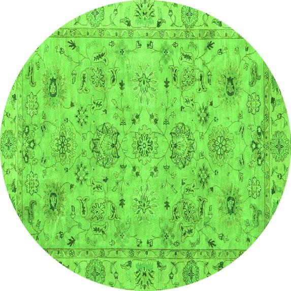 Ahgly Company Indoor Round Abstract Green Modern Area Rugs, 8' Round