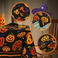 thumbnail image 4 of Halloween Tablecloth, Pumpkin Bat Spider and Candy Table Cloth, Microfiber Fabric Waterproof Tablecloths, Spillproof Table Cover for Dinner Party Decoration, Rectangle 60 x 120 Inch, Orange and Black, 4 of 5
