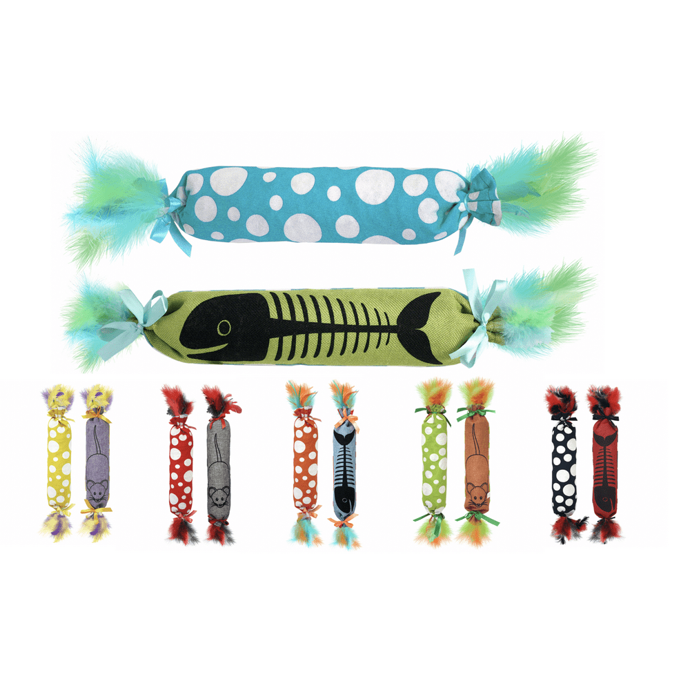 Multipet Crinkle Katz Kuddlerz Cat Toy with Feathers and Catnip, 2 Pack