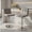 Gray, variant on Demi Bonn Armless PU Leather Bar Stool with Adjustable Height and Swivel Seat, Modern Dining Chair with Backrests, White