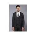 thumbnail image 5 of Men 3pc European Vested Suit WESSI J.VALINTIN Extra Slim Fit JV27 Black Stripe, 5 of 9