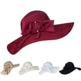 thumbnail image 3 of FUZHIQ Women's Elegant Wide Brim Sun Hat, Foldable UV Protection Beach Hat with Organza Bow, Lightweight Packable Summer Hat for Vacation Wedding Party,One Size, 3 of 6