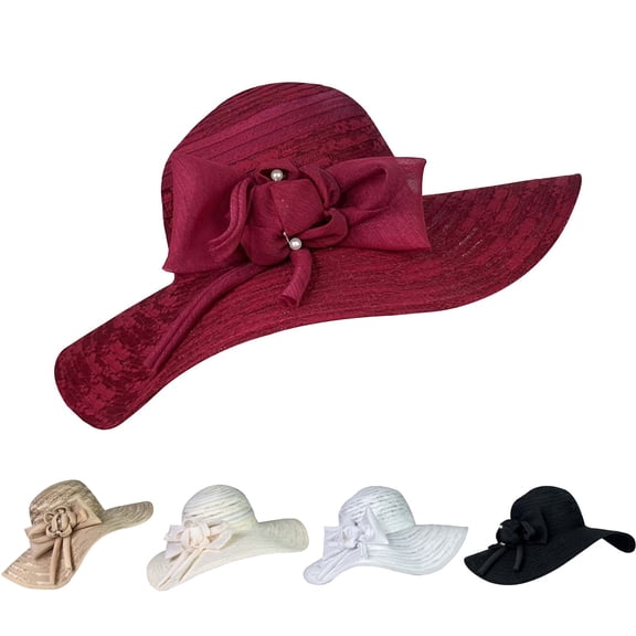 Tea Party Hat Easter Women's Foldable Wide Brimmed Sun Hat Korean Minimalist Style Bowknot Sunhat Casual Beach Cap