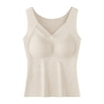 thumbnail image 3 of Siminsem Women's Built-in Bra Tank Top Padded Camisole Wireless Vest Top with Removable Cups Base Layer Sleeveless Cami Bra Alternative for Daily Wear, Beige,L, 3 of 6