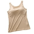 thumbnail image 2 of Jinhomg Womens Camisole Tank Tops Cute Spaghetti Strap V Neck Camis Lightweight Comfy Summer Cami Shirts with Built in Bra Beige M, 2 of 5