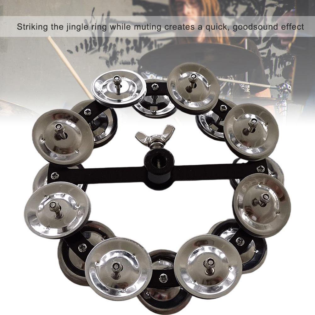 Portable Percussion Tambourine With Row Alloy Jigles Drum