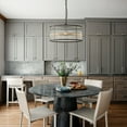 thumbnail image 7 of 4 Lights W16 in Drum Glass Chandelier in Matte Black Contemporary Round Dimmable Hanging Pendant Light for Dining Room Bedroom, 7 of 7