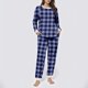 thumbnail image 1 of Conjunto de top y pantalones de poliéster con bolsillos largos y estampado de cuello redondo informal para mujer, 1 of 5