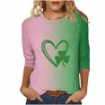 thumbnail image 2 of Meichang T-Shirts de la Saint-Patrick pour Femmes, T-Shirts Graphiques Trèfle Vert, Manches 3/4, Tops Irlandais Chanceux, Col Rond Décontracté, Blouses, Cadeaux de la Saint-Patrick pour Femmes, 2 of 5