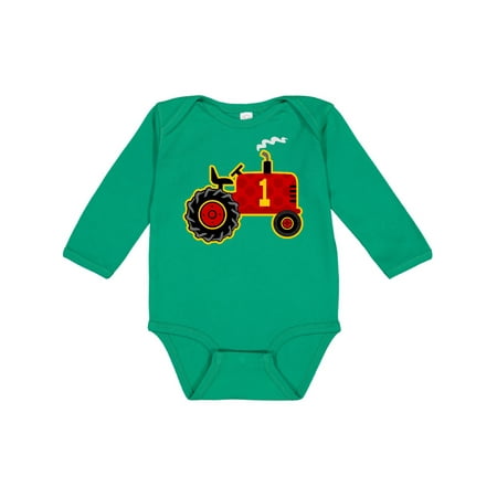 

Inktastic Red Tractor 1st Birthday Gift Baby Boy Long Sleeve Bodysuit