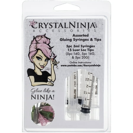 Crystal Ninja Single Use 3ml Gluing Syringes & Metal Tips-14g, 16g & 20g Tips/5ea And 5