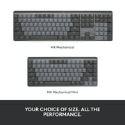 لوحة مفاتيح الأداء المضاء اللاسلكي الميكانيكي Logitech MX ، المفاتيح الخطية ، المفاتيح ذات الإضاءة الخلفية ، Bluetooth ، USB-C ، macOS ، Windows ، Linux ، iOS ، Android ، Metal