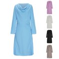 thumbnail image 1 of Gspmoly Robe d'Été, Mode Femmes Robe Chemise à Col Rond Uni à Manches Longues Taille Haute Robes Formelles pour Femmes Offres Prime, 1 of 6