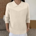 thumbnail image 2 of Women's Casual and Fashionable Lapel Long Sleeve Knitted Solid Color Top Sweater for Stylish and Versatile Outfits,Beige,L, 2 of 6