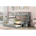 thumbnail image 3 of JERFIT Full-Over-Full Bunk Bed with Twin Trundle, Staircase with Storage Drawers, Guard Rail, Solid Wood Frame for Space Saving, 3 of 10