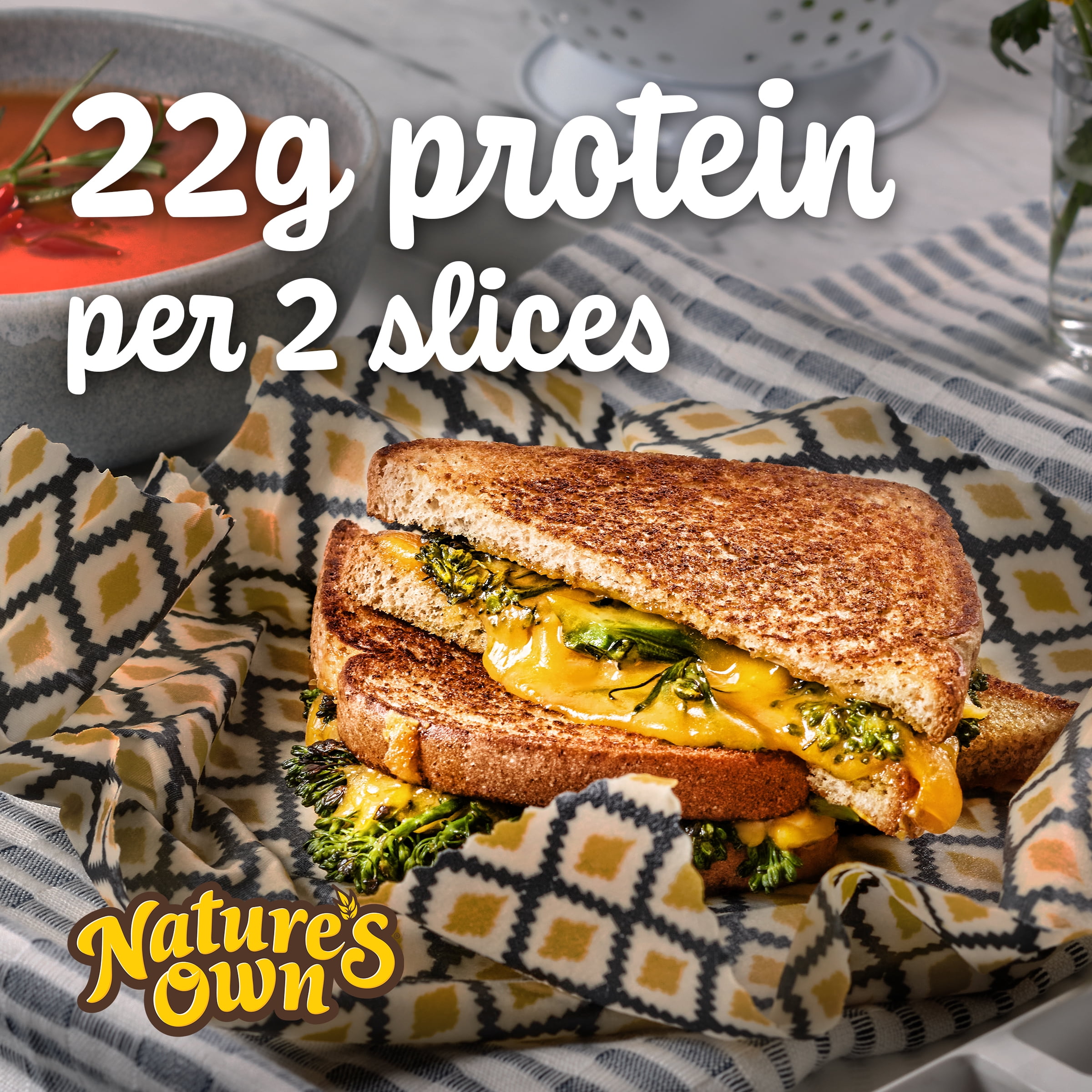 Nature's Own Life Wheat Plus Protein Bread, 22g Protein per 2 slices, Keto Friendly, 16 oz Loaf