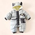 thumbnail image 2 of Kogui Baby Winter Snowsuit Fleece Lined Footed Romper Bear Ear Hooded Zipper Padded Warm Infant Jumpsuit Snow Wear 3 6 Months (Grey,3-6 Months), 2 of 8