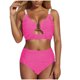 thumbnail image 1 of Conjunto de Bikini de Cintura Súper Alta para Mujeres con Cuello en V con Textura Ruched 2025 Traje de Baño de Playa de Verano, 1 of 7
