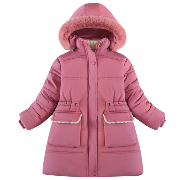 Jgppe Girl's Long Coat Hodded Windproof Long Sleeve Full Zip with Pocket Winter Warm Outerwear 5-9 Years