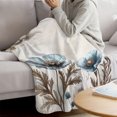 thumbnail image 3 of Teal Tulip Throw Blanket for Couch,Soft Lightweight Flannel Fleece Blanket,Vintage Spring Floral Summer Botanical Brown Microfiber Plush All Season Decorative Blankets for Sofa Bed Office 40"x60", 3 of 9