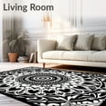 thumbnail image 2 of ODIKA 3'x5' Machine Washable Non-Slip Area Rug, Boho Medallion Symmetrical Radial Decorative Motif High Traffic Rug with Pad, Black, 558731, 2 of 8