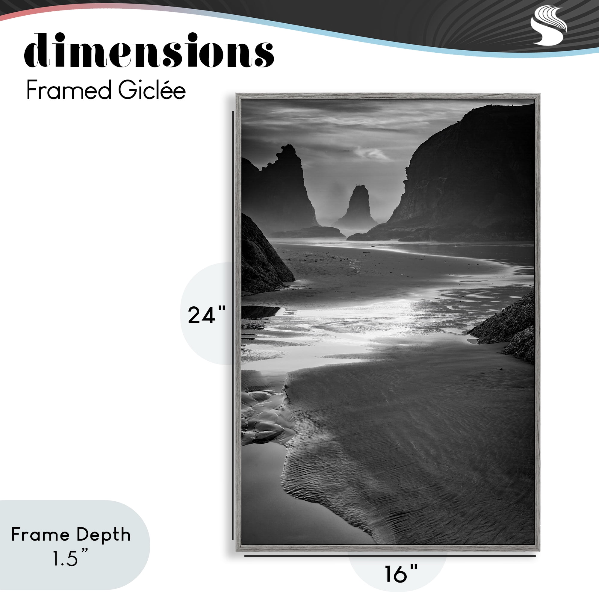 Stupell Industries Last Light On Bandon Beach Gray Framed Giclee Art, design by Rick Berk